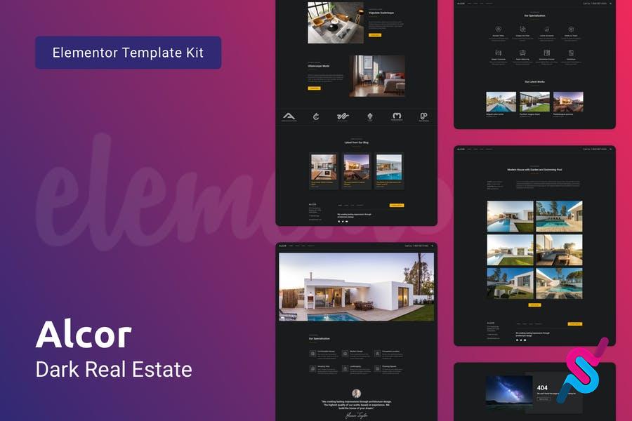 alcor-dark-real-estate-elementor-template-kit